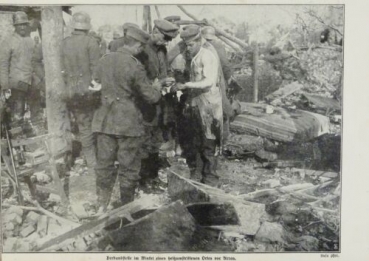 1917 - alter Druck - Verbandstelle im Winkel eines heißumstrittenen Ortes vor Arras